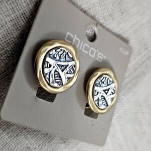 Chicos Clip on earings Gold and Silver/Mixed Metal Vintage